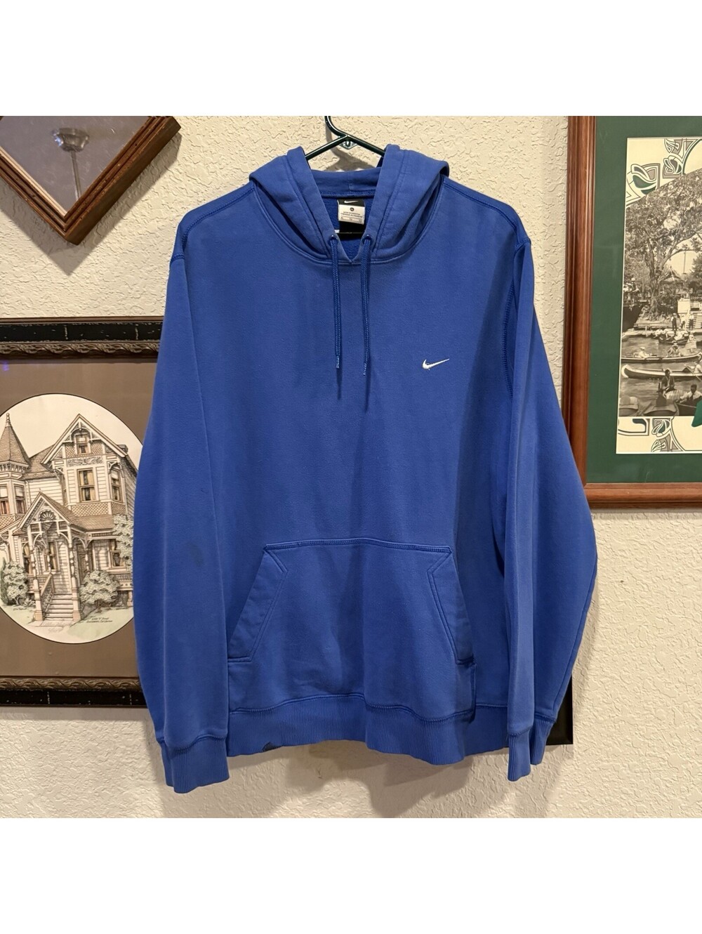 Vintage Nike Embroidered Swoosh Essential Blue Hoodie Sweatshirt Mens XL